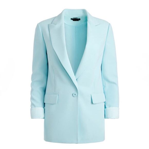 ALICE + OLIVIA Justine Roll Cuff Blazer Julep Blue Light Academia NWT 14 $550 - Picture 1 of 6